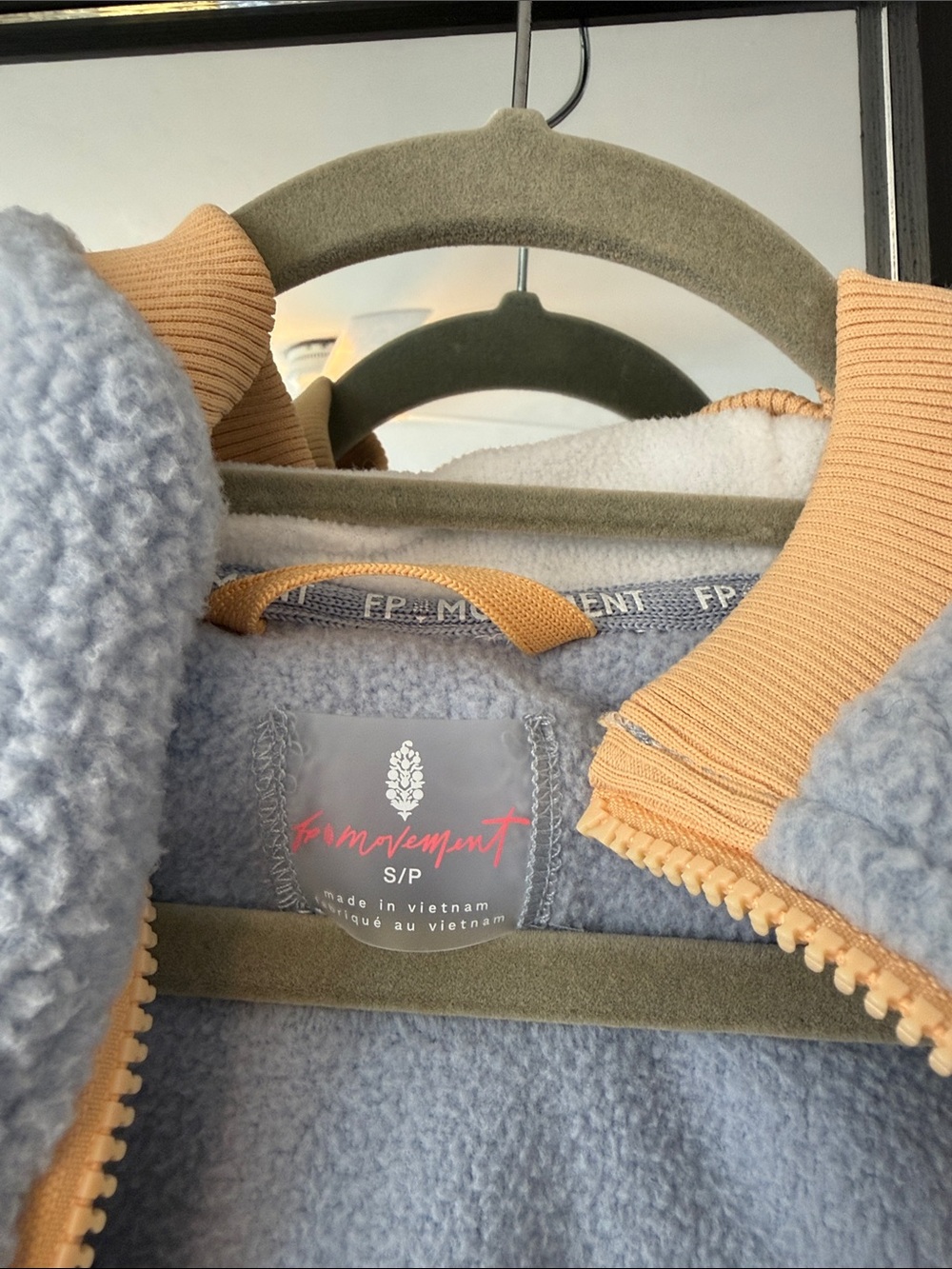 F.P. MovementColorblock Sherpa Puffer Jacket in Light Blue, Peach & Cream - Picture 2 of 2